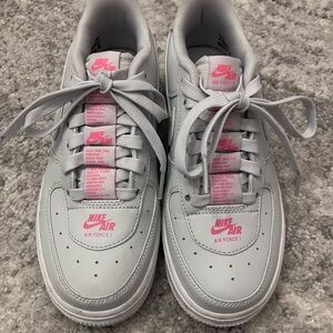 Nike Air Force 1 Light Gray with Pink Accents